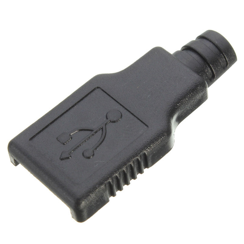 Gemakkelijk te Monteren USB Type-A Mannelijke 4-Pins Stekker met Zwarte Beschermhoes - Perfect voor Doe-Het-Zelf Projecten