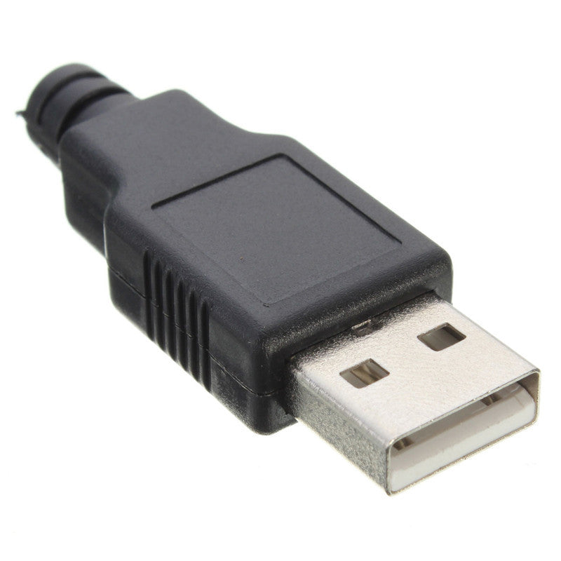 Gemakkelijk te Monteren USB Type-A Mannelijke 4-Pins Stekker met Zwarte Beschermhoes - Perfect voor Doe-Het-Zelf Projecten