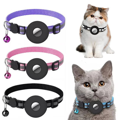 Reflecterende halsband met waterdichte houder voor Airtag - Beschermhoes voor katten en honden - Geschikt voor kittens en puppy's - Nylon halsband